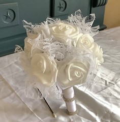 rose and lace flowers small bridal bouquet..you pick colors