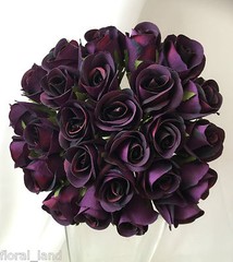 Silk Artificial Eggplant Aubergine Purple Rose Roses Wedding Bouquet flowers