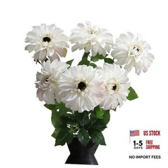 6 Pack Artificial Chrysanthemums Silk Flowers,24’in Long Stem Fake Creamy White
