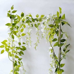 2 WHITE 6 ft Artificial Silk Wisteria Flowers Hanging Vine Garlands Wedding