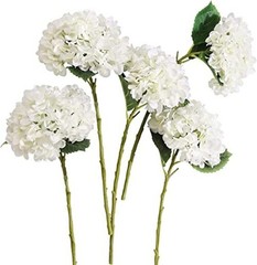 5PCS 15.4In Artificial Hydrangea Silk Flowers Bouquet Faux Hydrangea 5pc-white
