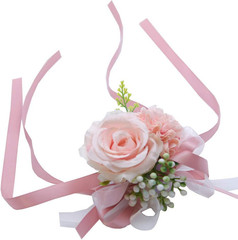 2PCS Rose Flower Wrist Corsage Boutonniere Set Handmade Artificial Corsage Set B