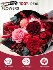 Bessol Flowers for Delivery Preserved Small, Red Flower Bouquet