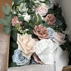 Ling’s moment Flower Garland – 6FT Eucalyptus & Rose Blue