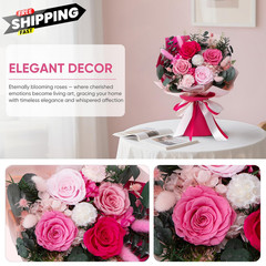 Bessol Flowers for Delivery Preserved Small, Pink Flower Bouquet