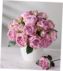 florisso Purple Austin Rose Faux Flowers – 13 Branches Faux Small Austin-purple