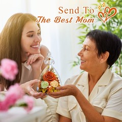 Gift for Mom Preserved Rose Birthday Mother‘s Day Her Women Orange