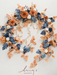 Ling’s moment 9FT Eucalyptus & Willow Leaf Garland Orange And Denim