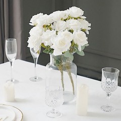 IVORY 2 Bushes 17″ Silk Roses Artificial FLOWERS Bouquets Party Decorations
