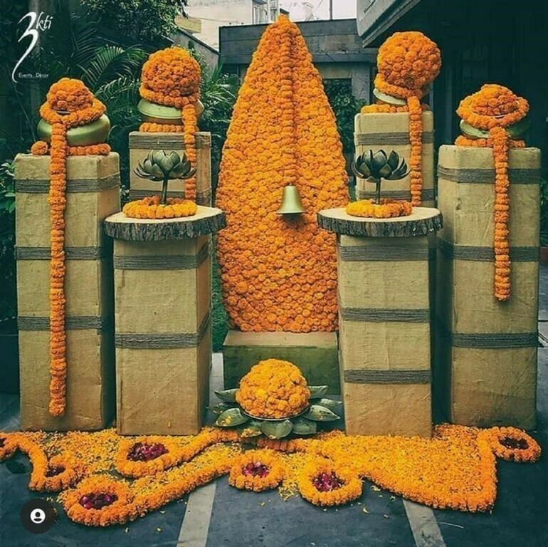 Indian Wedding Decor Articial Garland Handmade Marigold Flower Vine 10 Pc Lot