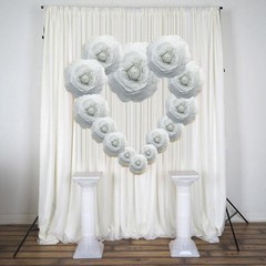 8 pcs 12″ White Artificial Large Roses Flowers Wall Backdrop Party Wedding