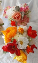 Custom Beautiful Hand Made White, Orange Yellow Red Bridal Wedding Bouquet