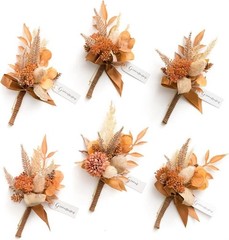 Lings Moment 6 Boutonniere Rust Terracotta Artificial Wedding Flower NEW