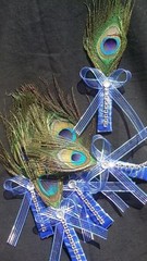 Peacock Feather , Groom Groomsmen CORSAGE Quinceañera Favors