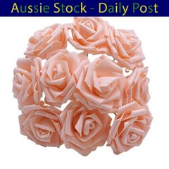Artificial Flowers with Stems Foam Rose Fake Bride Bouquet Wedding 7cm 20pcs