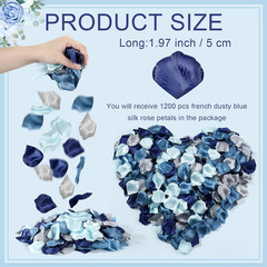 Tigeen 1200 Pcs French Dusty Blue Silk Rose Petals Artificial Flower Petals for