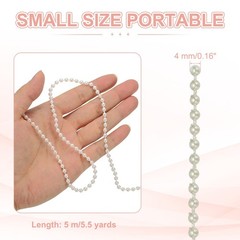 5.5 Yards Pearl Beads Garland 4mm Faux Pearl Ribbon Pearls Chain String