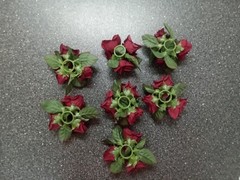 7 Vintage Burgundy Roses Candle Rings, Excellent Pre-owned