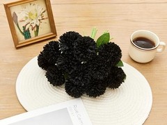 12 Pcs Artificial Chrysanthemums Flowers Ball Flower Fake Mums Silk for Black