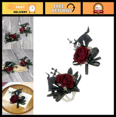 Elegant Black Burgundy Calla Lily Rose Corsage & Boutonniere Set – Wedding Prom