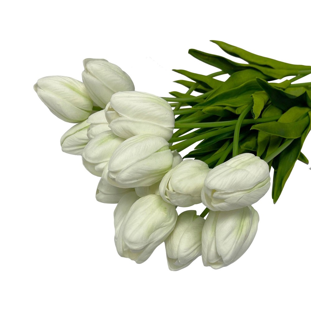 36 Pcs 15″ White Tulips Artificial Flowers Silk Floral Wedding Bouquet Décor