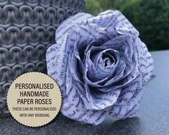 Personalised Paper Flower Rose Handmade wedding favour gift, 1st anniversary 086