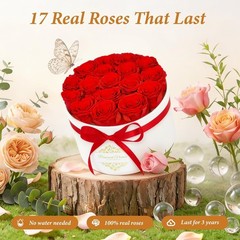 17 Forever Flowers Luxury Suede Box Preserved Roses Gift for Valentines Day US