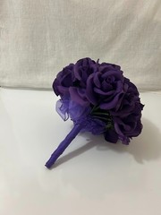 Artificial Flower Kissing Ball Purple Silk Rose Pomander for Wedding 1 Piece
