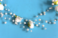 Rose Garland Beaded Roses Beads Garland Wire Chain 115cm Off White