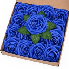 Artificial Flowers Fake Roses with Stems Boxed Foam Roses for 16Pcs Royal Blue