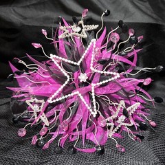 Quinceañera Bouquet Purple / Black/ Rhine Stone Hair Accessory Ramo Quinceañera