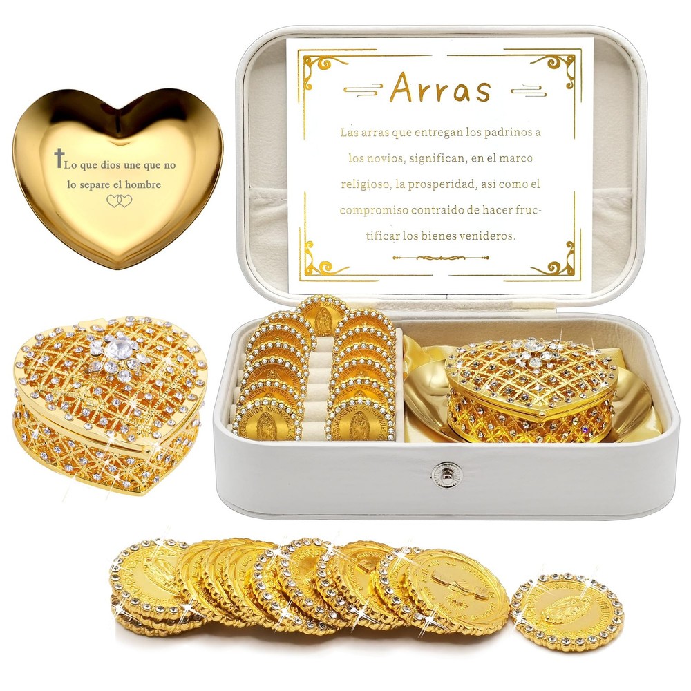 FANYX Arras Para Boda Catolica, Wedding Coins Set With 13 5.9×4.4, Gold