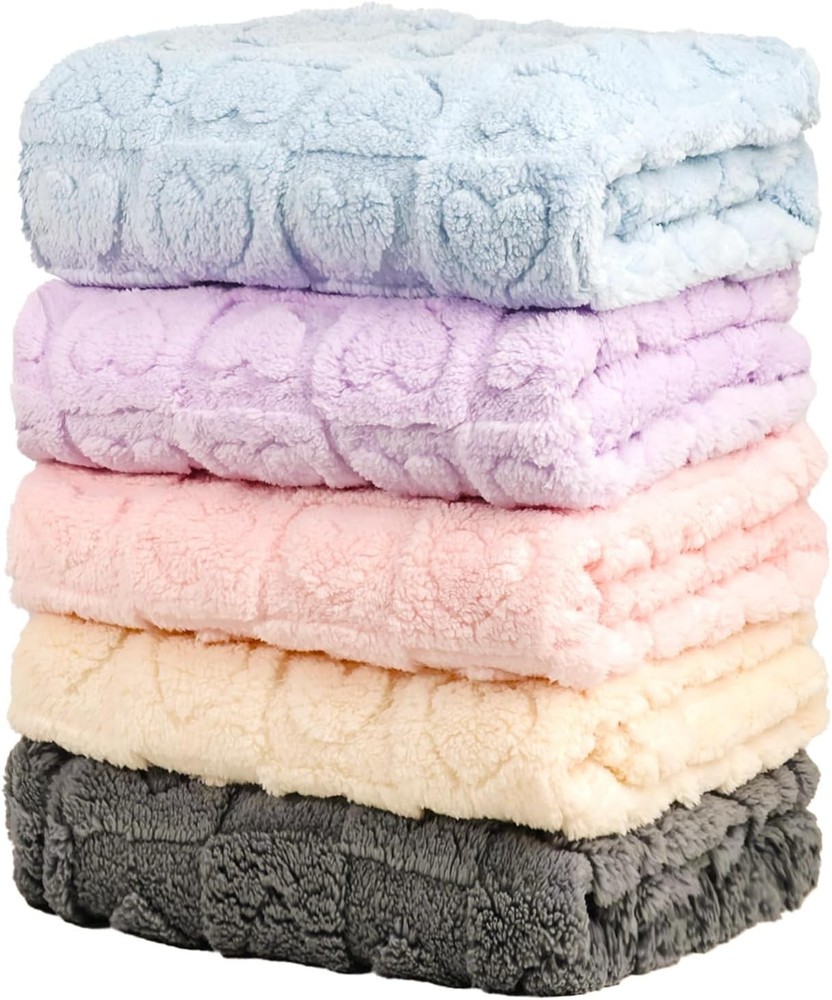 5 Pcs Manta Bebe Corazones Suave Regalo Recien Nacido 30×40 Beige Gris Azul Rosa