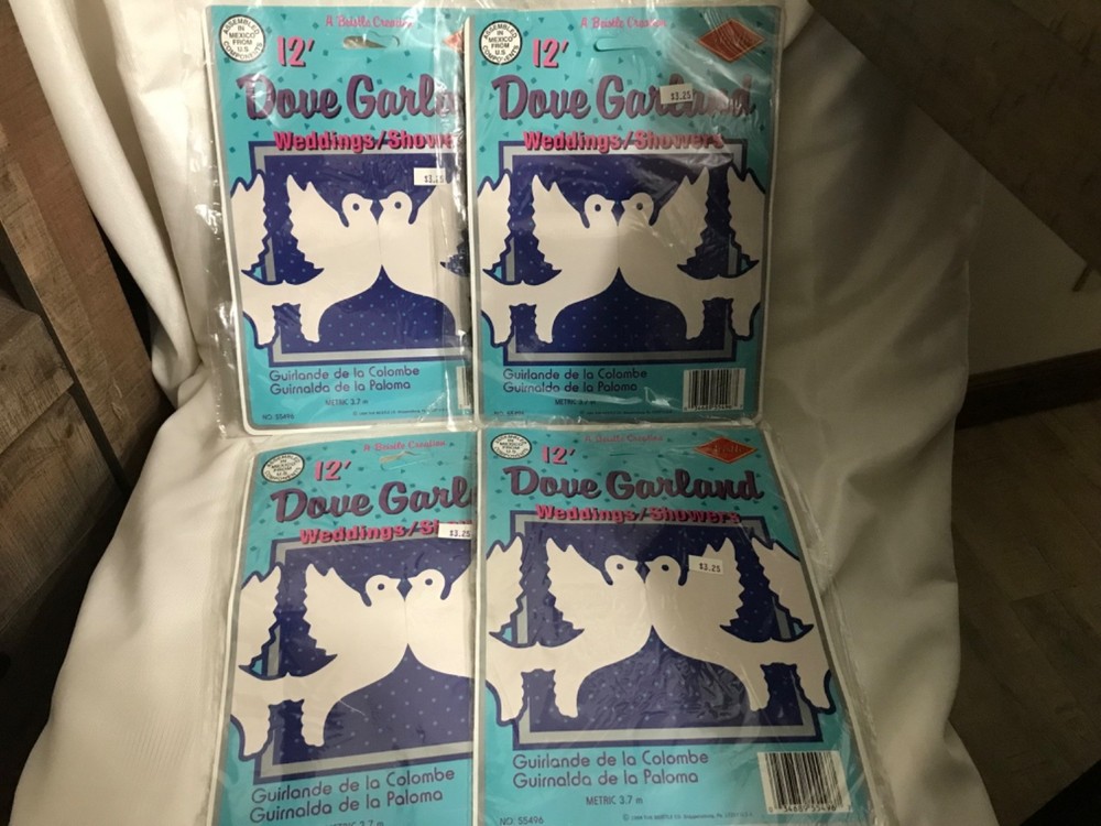 4 packs Vintage Beistle 12′ dove garland weddings/showers