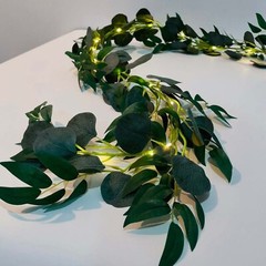 6 ft GREEN Artificial Eucalyptus Leaf GARLAND String Lights Party Decorations