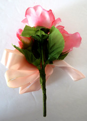 Vintage Silk Rose Flower Corsages Boutonnieres Pink and White Wedding Lot of 8