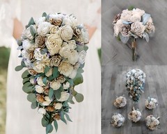 Natural Cream Bridal Bouquet Bark Skin Sola Wood Bridesmaid Wedding Flowers