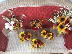 Wedding flowers bouquet complete package decorations sunflowers burg 5 bouquet