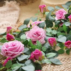 5.9FT Bendable Rose Flower Garlands, Artificial Silk Wild Roses Vine 2 Purple