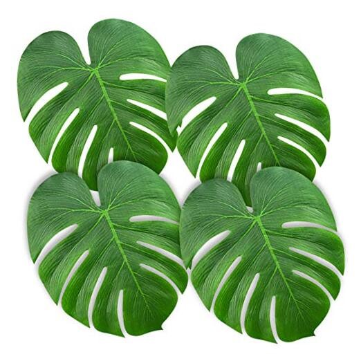 60 Pcs Large 13″ Tropical Leaves Artificial Green Monstera Leaves Palm Leaf