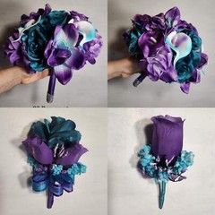 Red White Royal Blue Calla Lily Bridal Wedding Bouquet Accessories