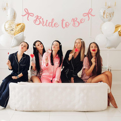 Bride to Be Banner, Rose Gold Bride to Be with Bow Glitter Bachelorette Bridal P