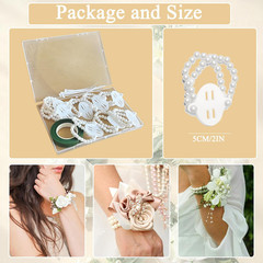 Corsage Wristlet Band 8Pcs Wrist Corsage Bracelets,Pearl Stretch Elastic Wris…