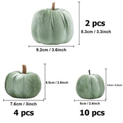 Woration 16pcs Fabric Artificial Pumpkins Set Lake Green Mix Size, Ash Gray