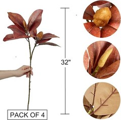 Pack of 4 – Faux Magnolia 32 Inch Long Artificial Magnolia Leaves Branches Fall.