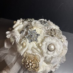 Handmade Unused Brooch Wedding Bouquet Ivory Cream White Colors Forever Bouquet