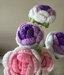 Crochet Flowers – Lot Of 6 Flowers Long Stemmed- Hobby Lobby New