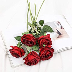 Artificial Flowers Silk Roses Real Touch Bridal Wedding Bouquet for Home