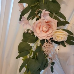 Lings Moment 9FT Flower Garland French Pink Rose Eucalyptus Wedding Arch Decor