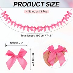 4 String of 13 PCS Rose Red Bow Garland Banner Decoration Party Bow